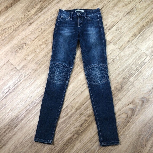Joes Jeans "The Skinny" Medium Wash Distressed Ankle Embroidered Knee 24 - Picture 1 of 11